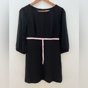 Ted Baker Daris Black Mid Sleeve Tie Waist Dress w/ Pink bow NWT Size 1 UK US/4